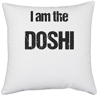                       UDNAG White Polyester 'Doshi | I am the Doshi' Pillow Cover [16 Inch X 16 Inch]                                              