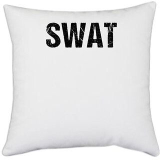                       UDNAG White Polyester 'SWAT' Pillow Cover [16 Inch X 16 Inch]                                              