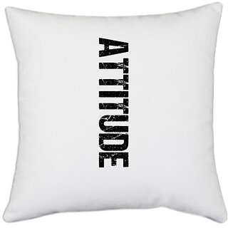                       UDNAG White Polyester 'Attitude' Pillow Cover [16 Inch X 16 Inch]                                              