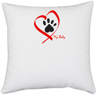                       UDNAG White Polyester 'Love | Love my Baby' Pillow Cover [16 Inch X 16 Inch]                                              