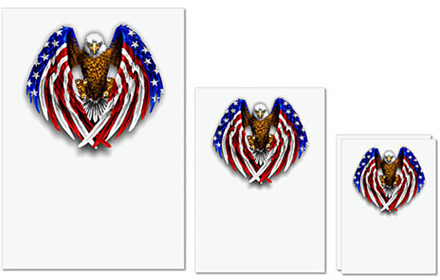 UDNAG Untearable Waterproof Stickers 155GSM 'Flag | Bald Eagle American Flag' A4 x 1pc, A5 x 1pc & A6 x 2pc