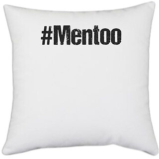                       UDNAG White Polyester 'Hashtag | Mentoo' Pillow Cover [16 Inch X 16 Inch]                                              