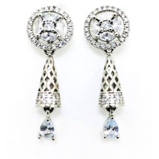Fashionable American Diamond Cone Jhumki Dropdown Earrings