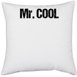                       UDNAG White Polyester 'Cool | Mr. Cool' Pillow Cover [16 Inch X 16 Inch]                                              