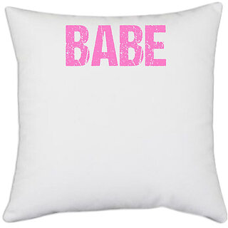                       UDNAG White Polyester 'Babe' Pillow Cover [16 Inch X 16 Inch]                                              