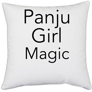                       UDNAG White Polyester 'Panjabi | Punju Girl Magic' Pillow Cover [16 Inch X 16 Inch]                                              