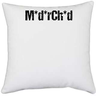                       UDNAG White Polyester 'Word | M*d*rch*d' Pillow Cover [16 Inch X 16 Inch]                                              