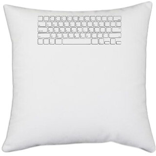                       UDNAG White Polyester 'Keyboard | Laptop Keyboard' Pillow Cover [16 Inch X 16 Inch]                                              