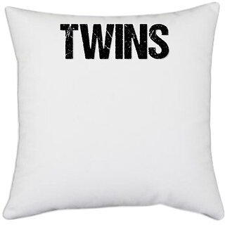                       UDNAG White Polyester 'Twins' Pillow Cover [16 Inch X 16 Inch]                                              