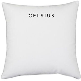                       UDNAG White Polyester 'Unit | Celcius' Pillow Cover [16 Inch X 16 Inch]                                              