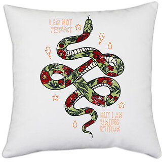                       UDNAG White Polyester 'Snake' Pillow Cover [16 Inch X 16 Inch]                                              
