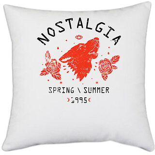                       UDNAG White Polyester 'Nostalgia, spring and summer' Pillow Cover [16 Inch X 16 Inch]                                              