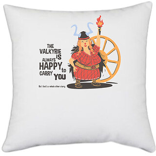                       UDNAG White Polyester 'The valkyrie' Pillow Cover [16 Inch X 16 Inch]                                              