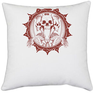                       UDNAG White Polyester 'Death | Death Circle' Pillow Cover [16 Inch X 16 Inch]                                              