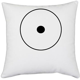                       UDNAG White Polyester 'Music | Disc' Pillow Cover [16 Inch X 16 Inch]                                              