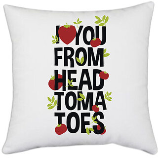                       UDNAG White Polyester 'Love | I love you from head toma toes' Pillow Cover [16 Inch X 16 Inch]                                              