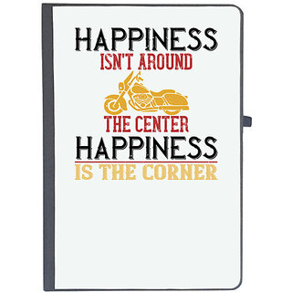                       UDNAG Ruled Notebook Diary 'Motorcycle | happiness isn't around the center happiness is the corner', [A5 80Pages 80GSM]                                              