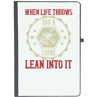                       UDNAG Ruled Notebook Diary 'Motorcycle | when life throws you a curve lean into it', [A5 80Pages 80GSM]                                              