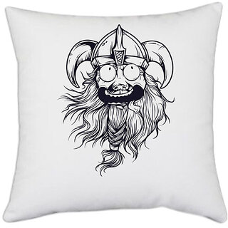                      UDNAG White Polyester 'Viking | Death' Pillow Cover [16 Inch X 16 Inch]                                              