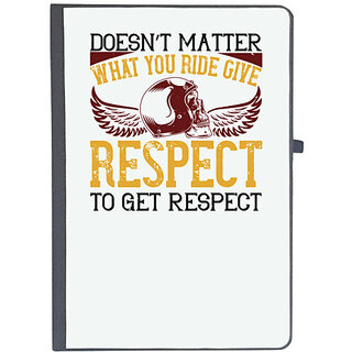                       UDNAG Ruled Notebook Diary 'Motorcycle | Doesnt matter what you ride, give respect to get respect', [A5 80Pages 80GSM]                                              