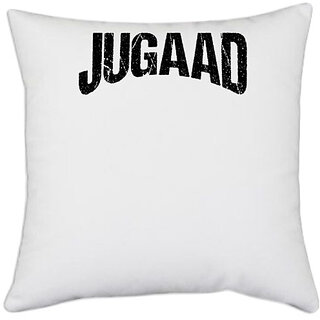                       UDNAG White Polyester 'Jugaad' Pillow Cover [16 Inch X 16 Inch]                                              