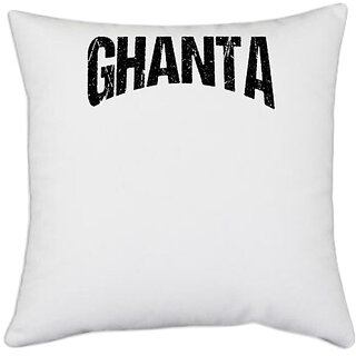                       UDNAG White Polyester 'Ghanta' Pillow Cover [16 Inch X 16 Inch]                                              