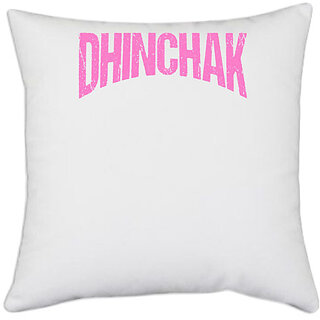                       UDNAG White Polyester 'Dhinchak' Pillow Cover [16 Inch X 16 Inch]                                              