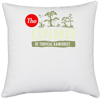                       UDNAG White Polyester 'Explorer' Pillow Cover [16 Inch X 16 Inch]                                              