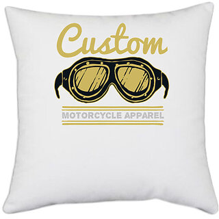                       UDNAG White Polyester 'Custome motorcycle apparel' Pillow Cover [16 Inch X 16 Inch]                                              