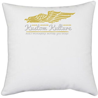                       UDNAG White Polyester 'Eagle and Custome Culture' Pillow Cover [16 Inch X 16 Inch]                                              