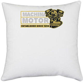                       UDNAG White Polyester 'machina Motor' Pillow Cover [16 Inch X 16 Inch]                                              
