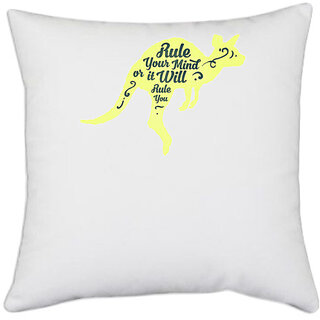                       UDNAG White Polyester 'Rule | Rule your mind or it will rule you' Pillow Cover [16 Inch X 16 Inch]                                              