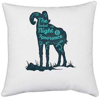                       UDNAG White Polyester 'Ignorance | The darkest night is ignorance' Pillow Cover [16 Inch X 16 Inch]                                              