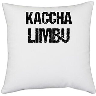                       UDNAG White Polyester 'Kaccha limbu' Pillow Cover [16 Inch X 16 Inch]                                              