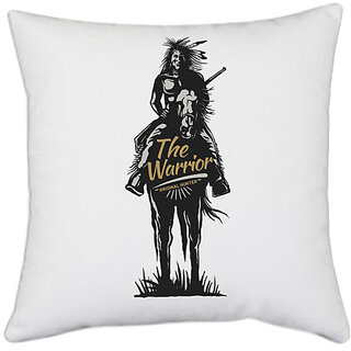                       UDNAG White Polyester 'Wild wild west | Wild west the warrior original hunter' Pillow Cover [16 Inch X 16 Inch]                                              