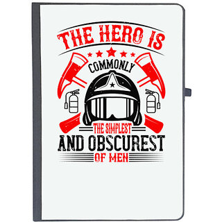                       UDNAG Ruled Notebook Diary 'Firefighter | The hero is commonly the simplest and obscurest of men 3', [A5 80Pages 80GSM]                                              