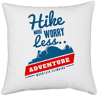                       UDNAG White Polyester 'Mountain Climbing' Pillow Cover [16 Inch X 16 Inch]                                              