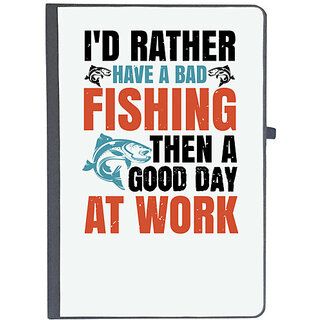                       UDNAG Ruled Notebook Diary 'Fishing | Id rather have a bad fishing then a good day at work', [A5 80Pages 80GSM]                                              