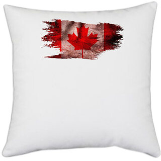                       UDNAG White Polyester 'Canada Flag | Canadian Flag' Pillow Cover [16 Inch X 16 Inch]                                              
