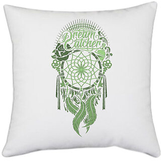                       UDNAG White Polyester 'Dream Catcher' Pillow Cover [16 Inch X 16 Inch]                                              