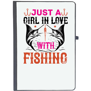                       UDNAG Ruled Notebook Diary 'Fishing | Just a GIRL IN LOVE with fishing', [A5 80Pages 80GSM]                                              