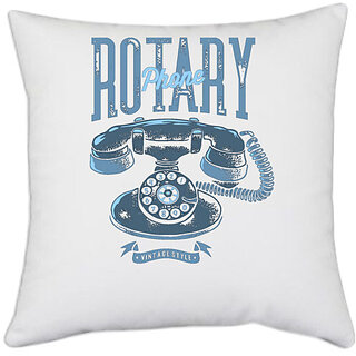                       UDNAG White Polyester 'Rotary phone | Vintage Style' Pillow Cover [16 Inch X 16 Inch]                                              