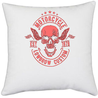                       UDNAG White Polyester 'Motorcycle | Motorcycle Lowbrow Custom' Pillow Cover [16 Inch X 16 Inch]                                              