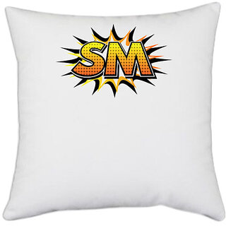                       UDNAG White Polyester 'Mom | Super Mummy' Pillow Cover [16 Inch X 16 Inch]                                              