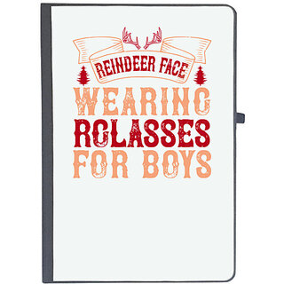                       UDNAG Ruled Notebook Diary 'Christmas | Reindeer face, wearing glasses for boys', [A5 80Pages 80GSM]                                              
