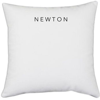                       UDNAG White Polyester 'Gravity | Newtons' Pillow Cover [16 Inch X 16 Inch]                                              