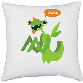                       UDNAG White Polyester 'Cartoon | Dude' Pillow Cover [16 Inch X 16 Inch]                                              