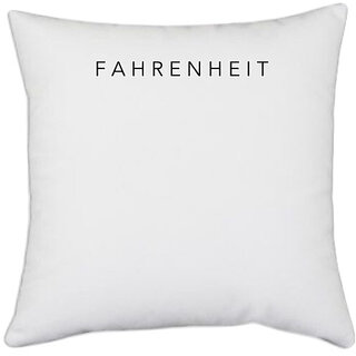                       UDNAG White Polyester 'Unit | Farenheit' Pillow Cover [16 Inch X 16 Inch]                                              