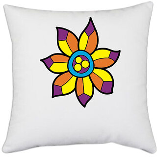                       UDNAG White Polyester 'Flower | Flower' Pillow Cover [16 Inch X 16 Inch]                                              