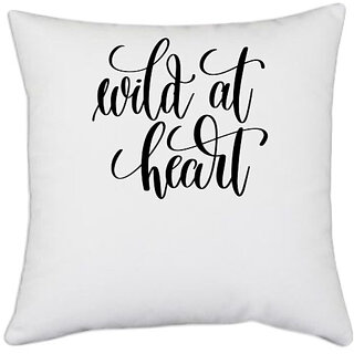                       UDNAG White Polyester 'Wild at Heart' Pillow Cover [16 Inch X 16 Inch]                                              